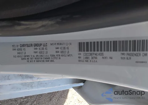 2015 Chrysler 200 S from USA, damaged, VIN 1C3CCCBB7FN614595